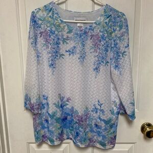 Alfred Dunner Blue and Purple Floral Blouse